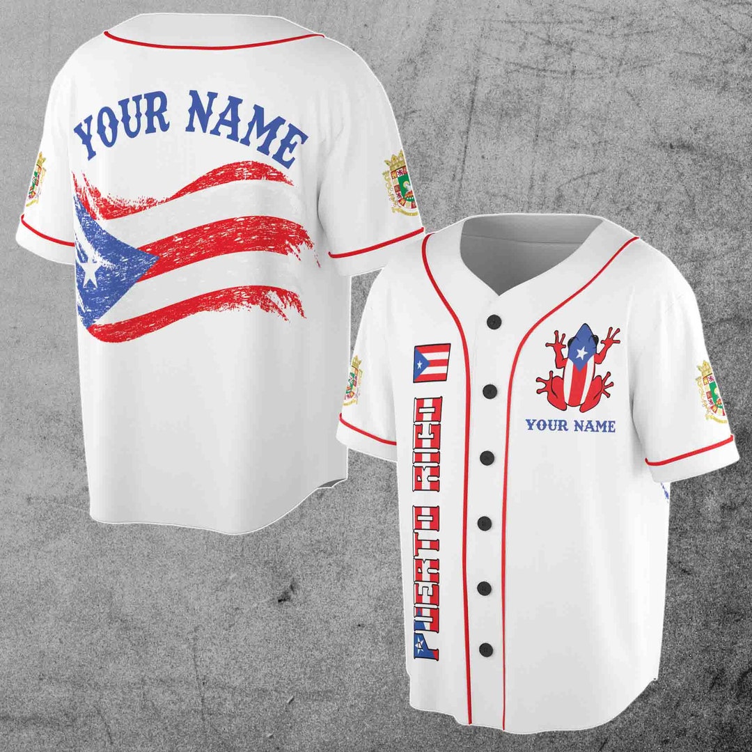 Custom Puerto Rico Baseball Jersey Shirt White Puerto Rico Baseball