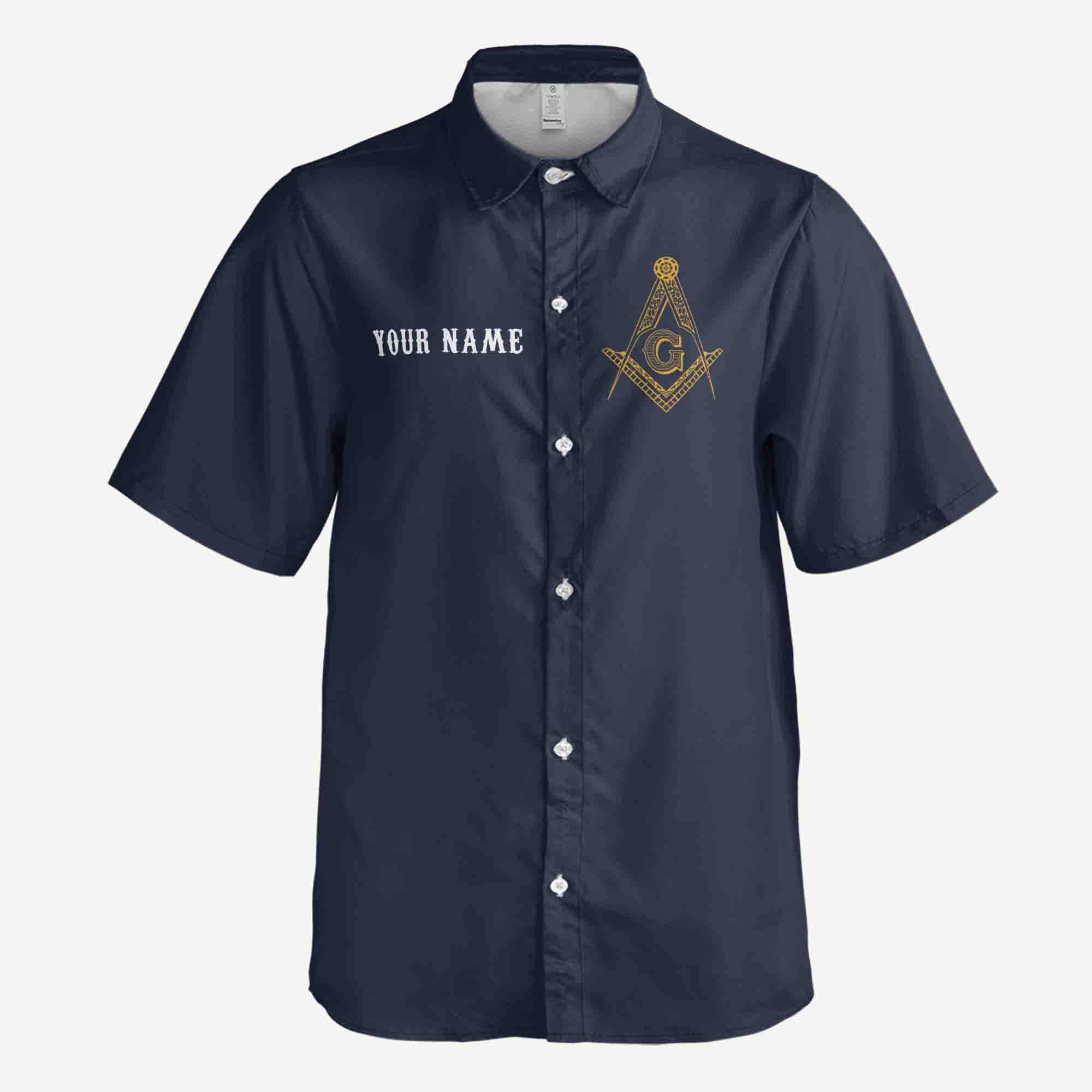 masonic dress shirts Custom Masonic Men's Poplin Button-Down Short Sleeve Dress Shirt