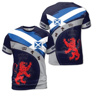 Custom Name Scotland Flag Patriotic Unisex T-Shirt S-5XL