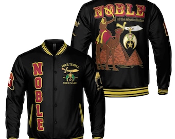 Custom Your Temple And Name Shriner Nobles Mystic Baseball Jacket Ancient Style S-5XL