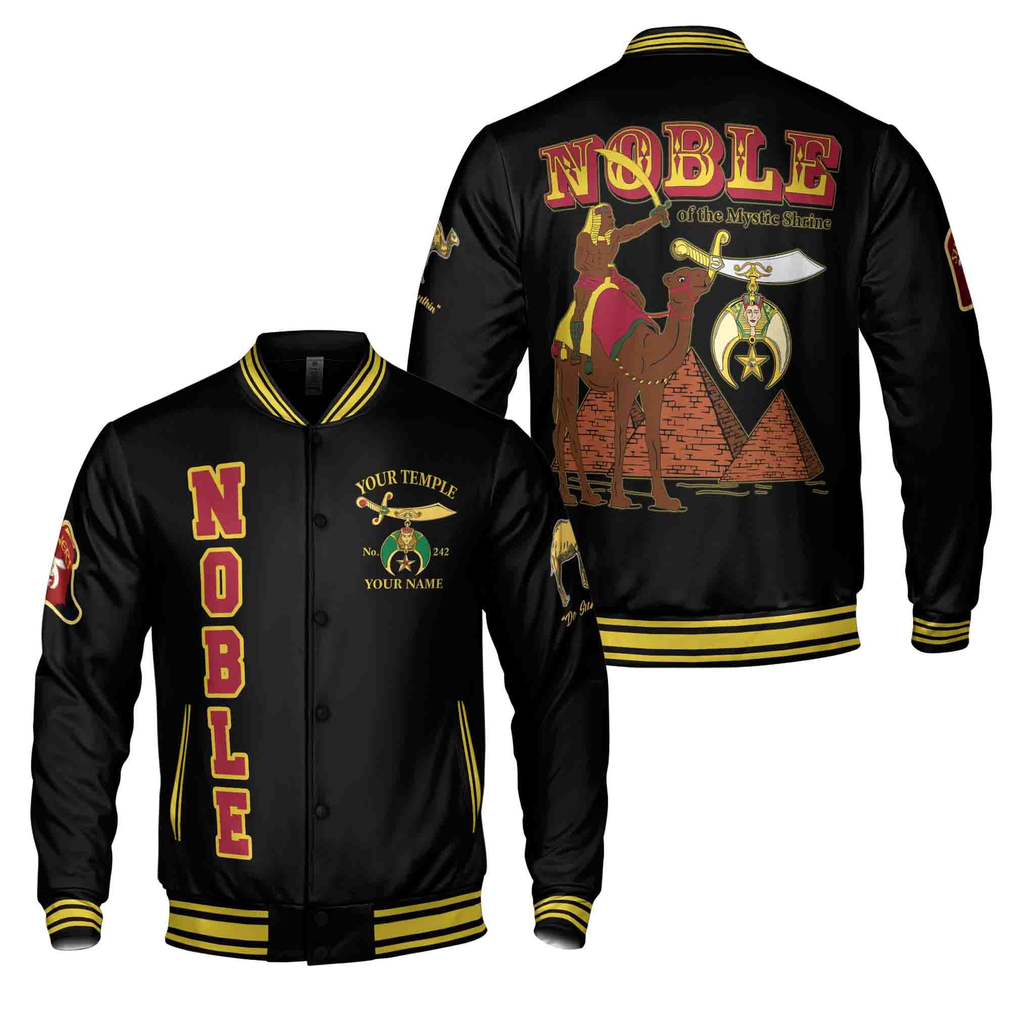 Custom Your Temple and Name Shriner Nobles Mystic Baseball Jacket