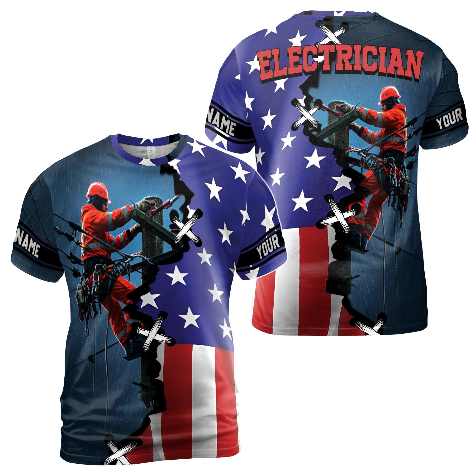Customizable Electrician American Flag 3D T-shirt (S-5XL) - Etsy