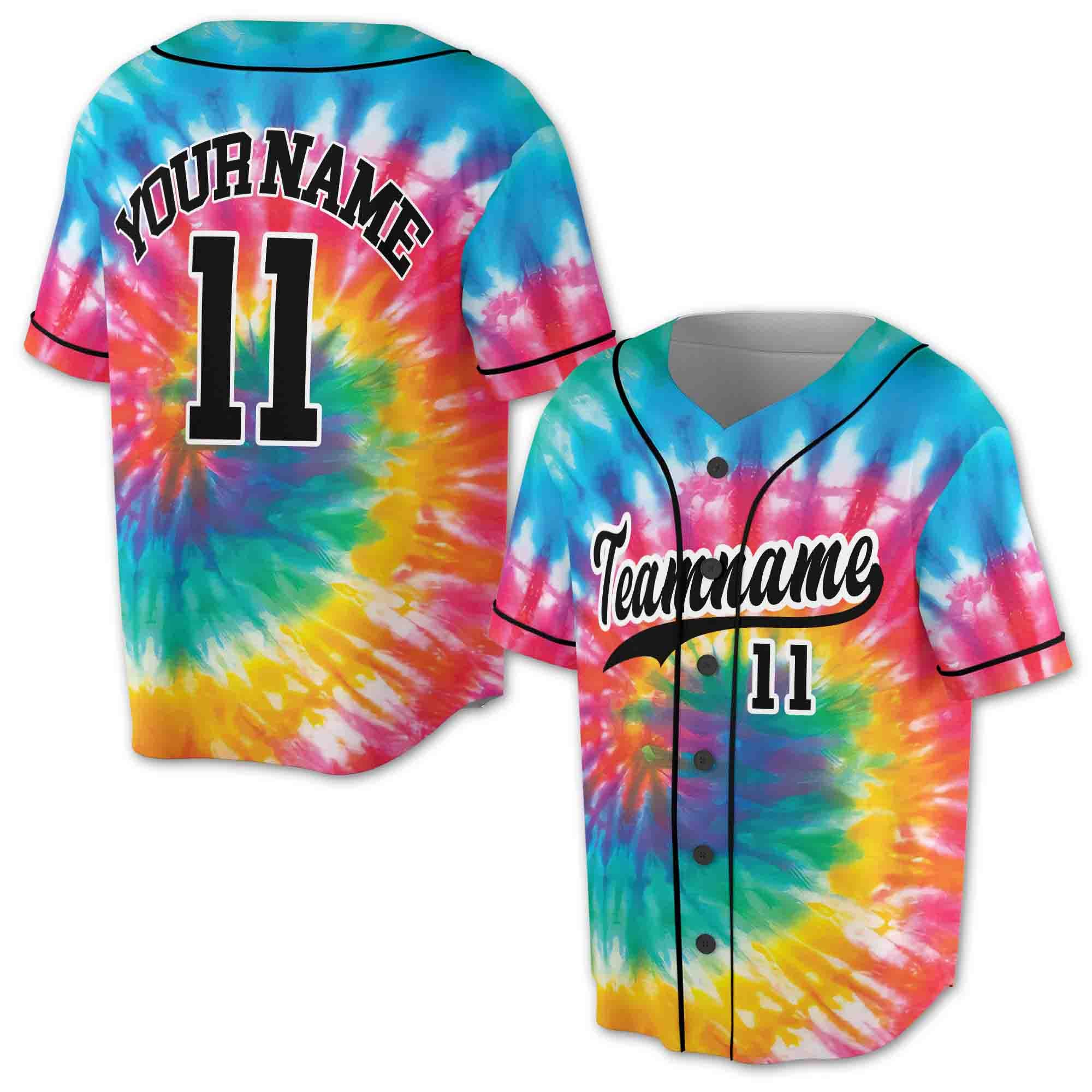 Custom Tie Dye Baseball Jersey: Personalized Team Name & Number