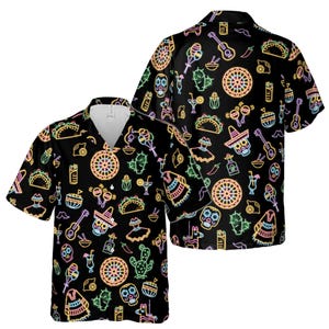 Neon Mexico Fiesta Cinco De Mayo Hawaiian Shirt S-5XL