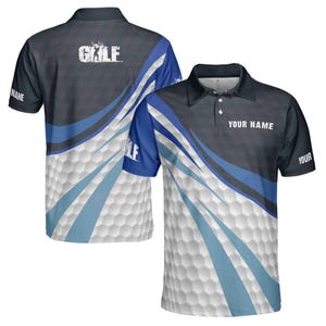 Personalize Name Blue And White Golf Balls Golf Team Gift Apparel 3D Polo Shirt Size S-5XL