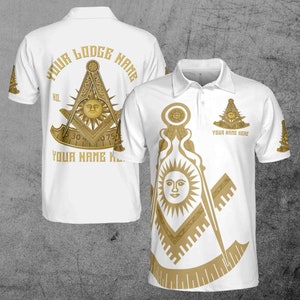 Custom Lodge Name Number Masonic Past Master Sun Freemason 3D Polo Shirt S-5XL