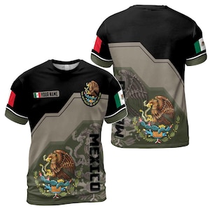 Personalizza il nome Stemma Orgoglio Messicano Patriottico 3D T-Shirt S-5XL