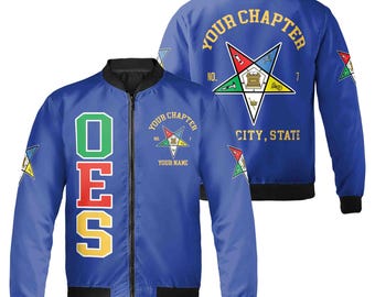 Custom Name Order of the Eastern Star OES Pentagon Up PHA Unisex Bomber Jacket S-5XL