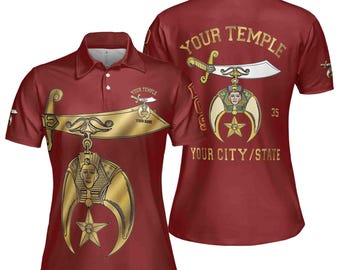 Tochter der Sphinx Shriner Emblem, Dos Fraterner Freimaurer Frauen Polo-Shirt S-5XL besonders anfertigen