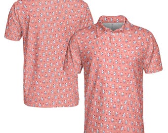 Funny Cat Print Men's Polo Shirt: Golf Lover Gift (S-5XL)