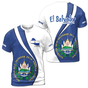 Kundengebundene Name Pateric El Salvador Karte Region Wappen Männer T-Shirt S-5XL