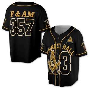 Personalized Freemason Baseball Jersey, Prince Hall F&AM, Sizes S-5XL