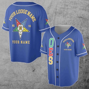 Custom Name Order of the Eastern Star Masonic Lodge OES Pentagon Down Unisex Baseball Jersey S-5XL