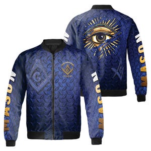 Customized Master Mason Masonic Blue Lodge Bomber Jacket S-5XL