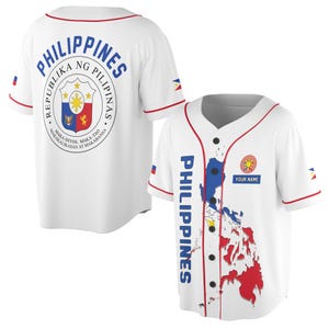 Custom Name Patriotic Philippines Coat of Arms Baseball Jersey S-5XL