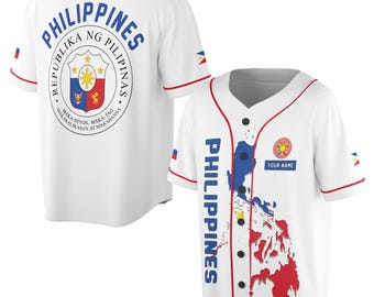 Custom Name Patriotic Philippines Coat of Arms Adult, Youths and Kids Baseball Jersey