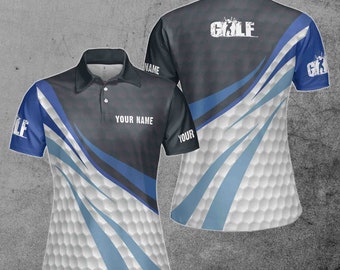 Balles de golf bleu et blanc nom personnalisé équipe de golf polo pour femmes S-5XL