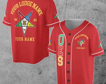 Custom Name Order of the Eastern Star Masonic Lodge OES Pentagon Up Unisex Baseball Jersey S-5XL