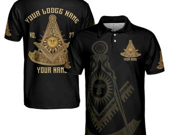 Individuell angefertigte Hütte Name Number Masonic Past Master Sun Freimaurer 3D Polo Shirt S-5XL