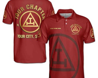 Individueller Name Royal Arch Masonry York Rite Freemasonry Masonic Herren Polo-Shirt S-5XL