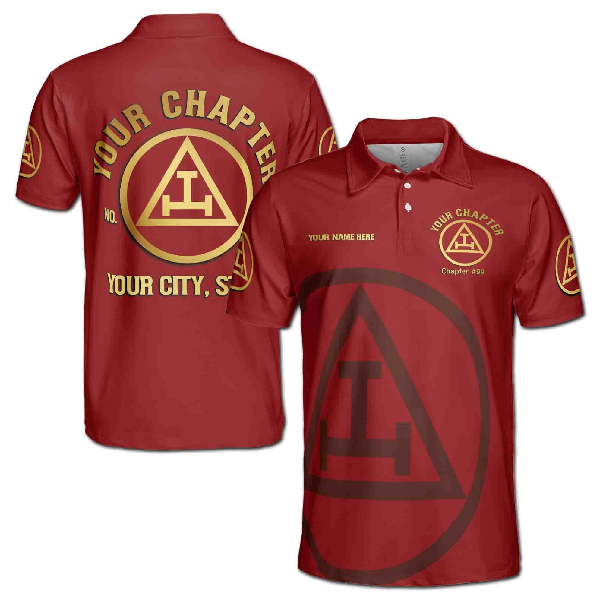 Custom Name Royal Arch Masonry York Rite Freemasonry Masonic Men's Polo Shirt S-5XL