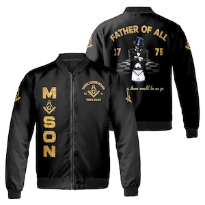 Personalized Freemason Father Of All Golden Line Bomber Jacket S-5XL