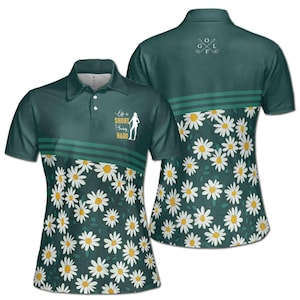 Life is Short Swing Hard Flower Daisy Golfer Women&#39;s Polo Shirt S-5XL