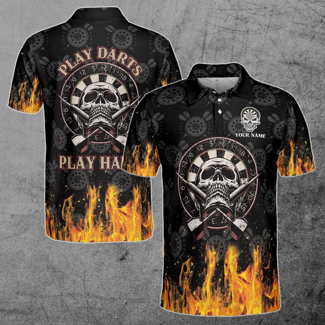 Personalized Play Dart Fire and Skull Men's Polo Shirt S-5XL - Etsy