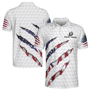 America Flag Golf Personalized Pattern Golf Ball Men&#39;s Polo Shirt S-5XL