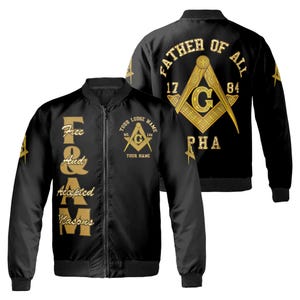 Customize Name F. & A.M. Father of All PHA Freemasonry Masonic Bomber Jacket