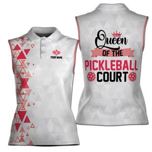 Customized Queen Of The Pickle Ball Court Women Sleeveless Polo XS-4XL