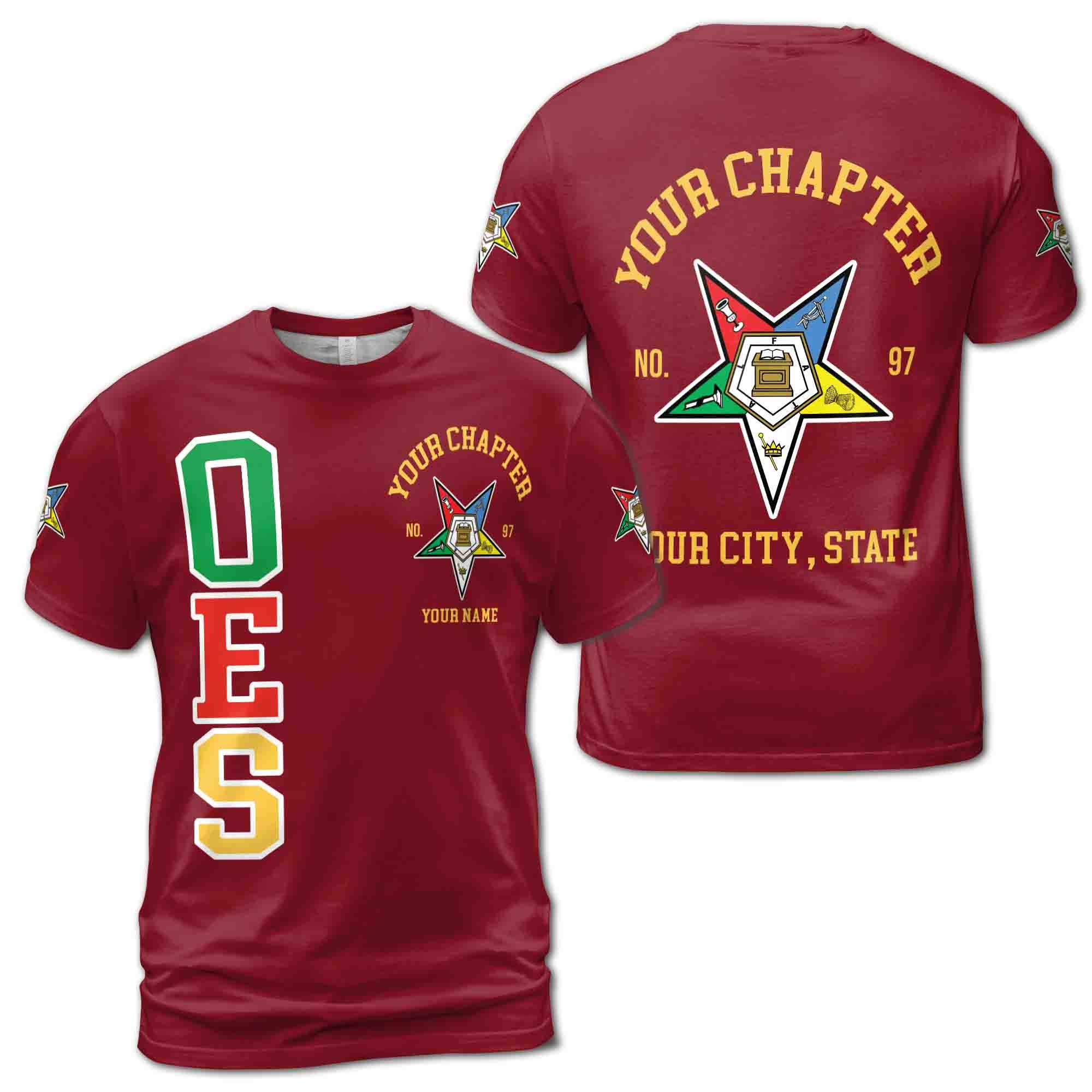Order of the Eastern Star OES T-shirt: Custom Pentagon Down Emblem