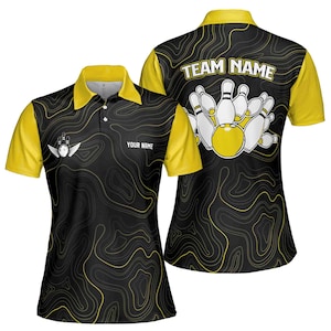 Custom Name, Team Name Multicolor Pattern Bowling Ball Camo Women&#39;s Polo Shirt S-5XL