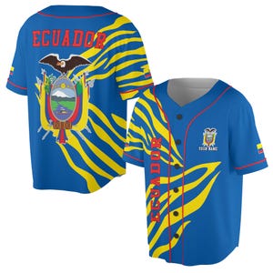 Custom Name Patriotic Ecuador Coat of Arms Baseball Jersey S-5XL
