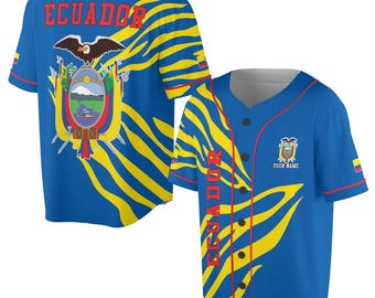 Custom Name Patriotic Ecuador Coat of Arms  Adult, Youths and Kids Baseball Jersey