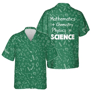 Custom Name Mathematics Chemistry Physics Equations Pattern Hawaiian Shirt S-5XL