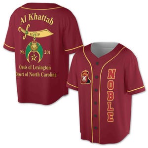 Personalize Temple Name Red Shriners Noble Masonic 3D Baseball Jersey Size S-5XL