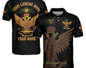Polo masónico personalizado para hombre, tallas S-5XL, con alas de águila escocesas de 33 grados