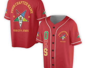 Custom Name Order of the Eastern Star OES Pentagon Up PHA Unisex Baseball Jersey S-5XL