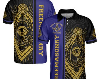 Naam Lodge aanpassen Vrijmetselaars vrijmetselarij embleem heren poloshirt S-5XL