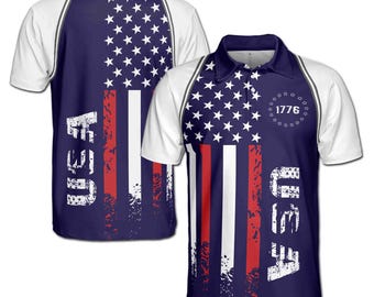 Patriotic USA America Flag 1776 Vintage Men's Polo Shirt
