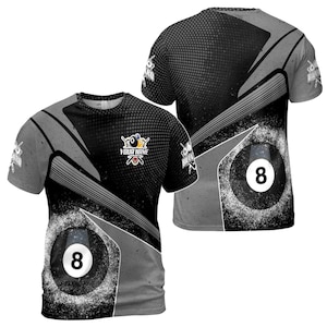 Custom Name 8 Balls Billiard Grunge Men&#39;s T-shirt S-5XL