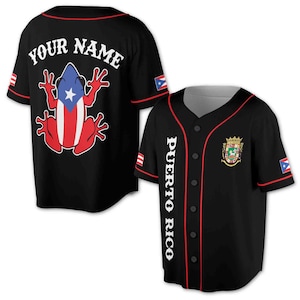 Custom Name Puerto Rico Puerto Rican Frog Patriotic Baseball Jersey S-5XL