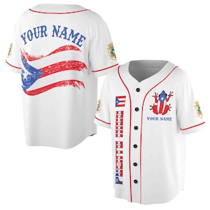 Custom Puerto Rico Baseball Jersey Shirt White Puerto Rico Baseball Jersey S-5XL