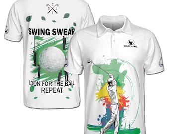 Customized Colorful Golfer Look For The Ball Repeat Men's Polo Shirt S-5XL