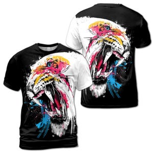Colorful Tiger Pop Art Graphic Men 3D All Over Print T-Shirt Sizes S-5XL