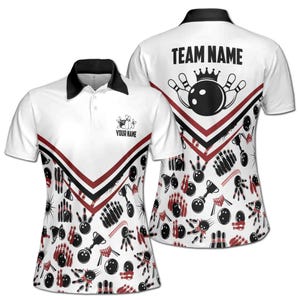 Personalisierte Bowling Muster Damen Poloshirt (S-5XL)