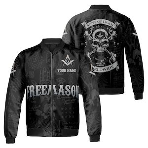 Custom Name Master Mason Sons of The Light Worldwide Bomber Jacket S-5XL