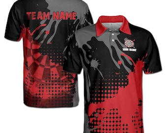 カスタムダーツメンズポロシャツ：スカル「黙って投げろ」デザイン