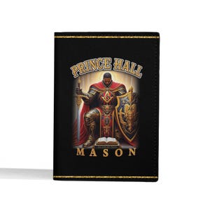 Customize Name Masonic Prince Hall Symbol Freemasonry Knight Black Leather Passport Wallet, Freemason Lodge Gift